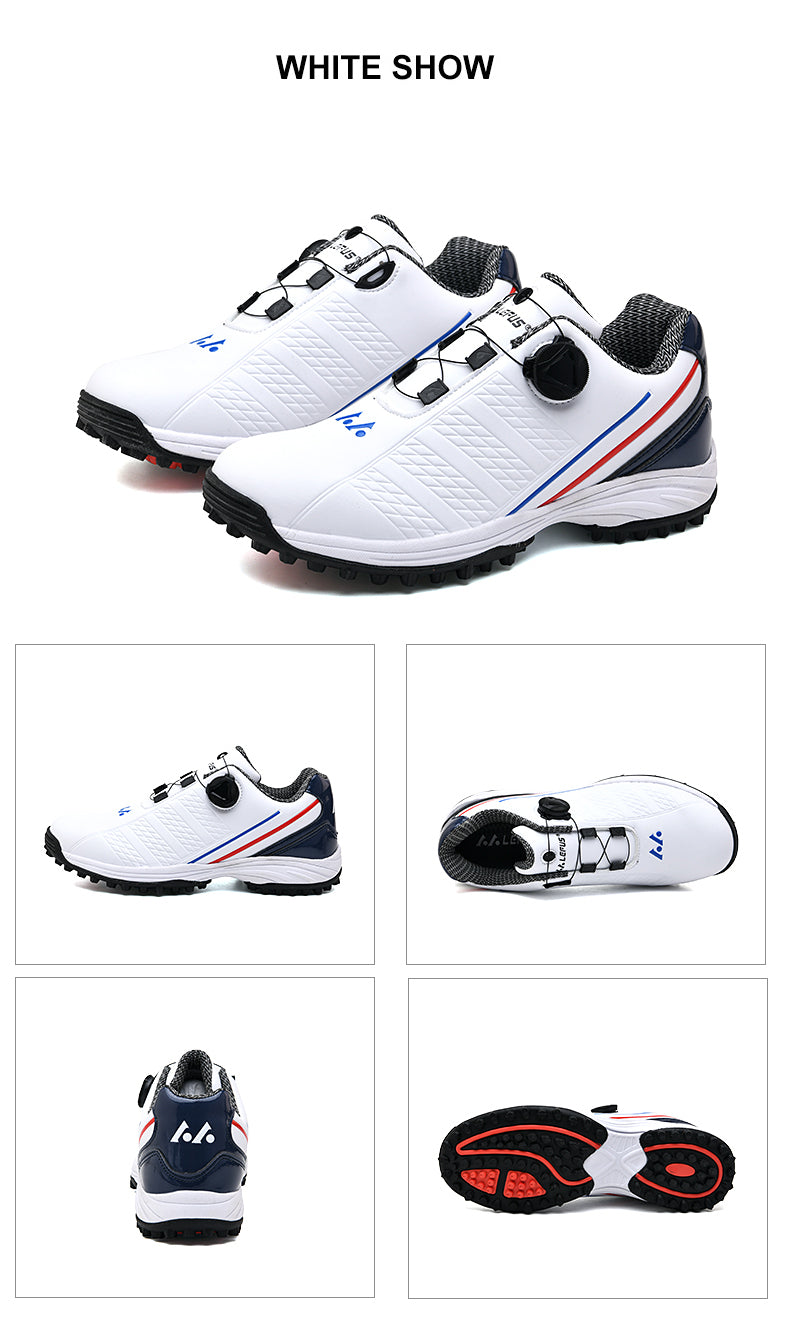 LEFUS Men's Golf Shoes - Non-Slip Fixed Spikes with Rotary Buckle