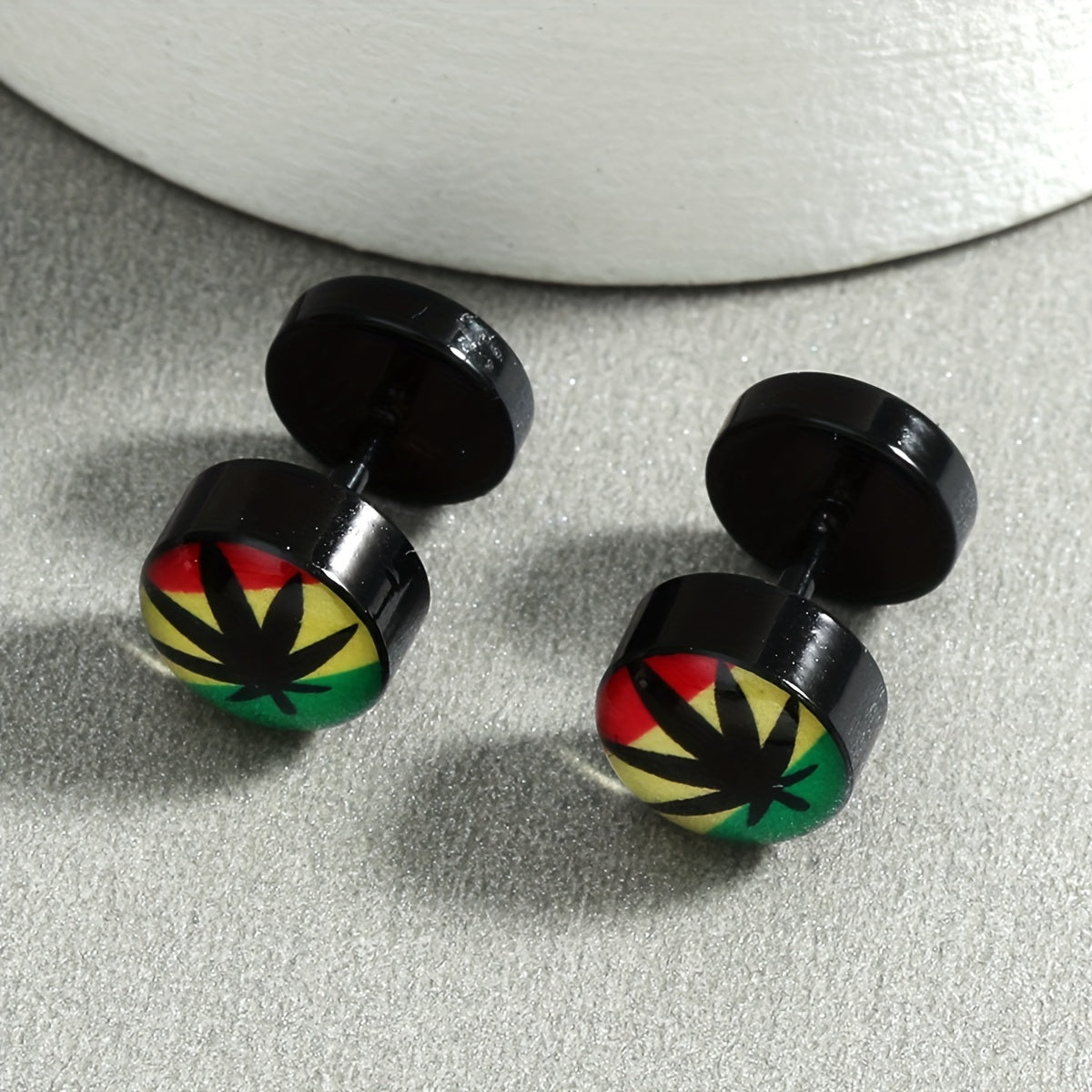 1 Pair Funky Maple Leaf Stainless Steel Stud Earrings - Colorful Design, Non-Magnetic, Hypoallergenic Posts for Casual Attire