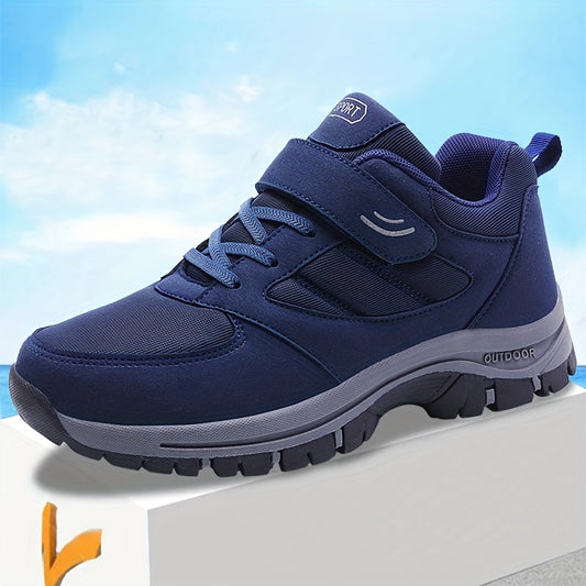 Men's Breathable Casual Shoes - Comfy, Soft Sole Sneakers with Hook and Loop Fastener for Outdoor Jogging