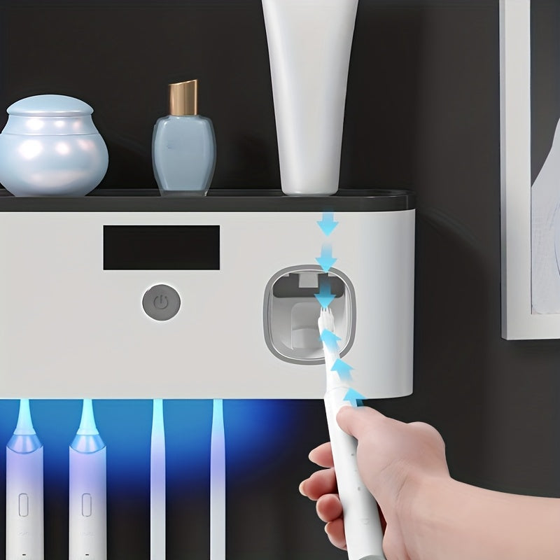 Smart Toothbrush Sanitizer - Automatic Toothpaste Dispenser Wall-Mounted USB