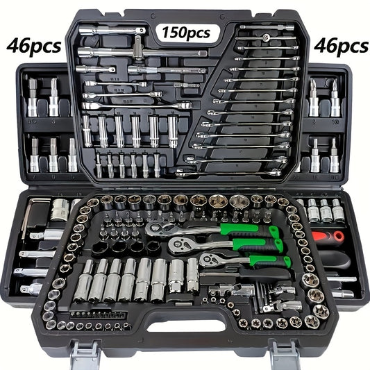 [Multifunctional Tool Set] 46pcs Multifunctional Automotive Mechanical Repair Tool Set | Durable Metal Structure with Socket, Wrench and Ratchet Set, Toolbox with Storage Box
