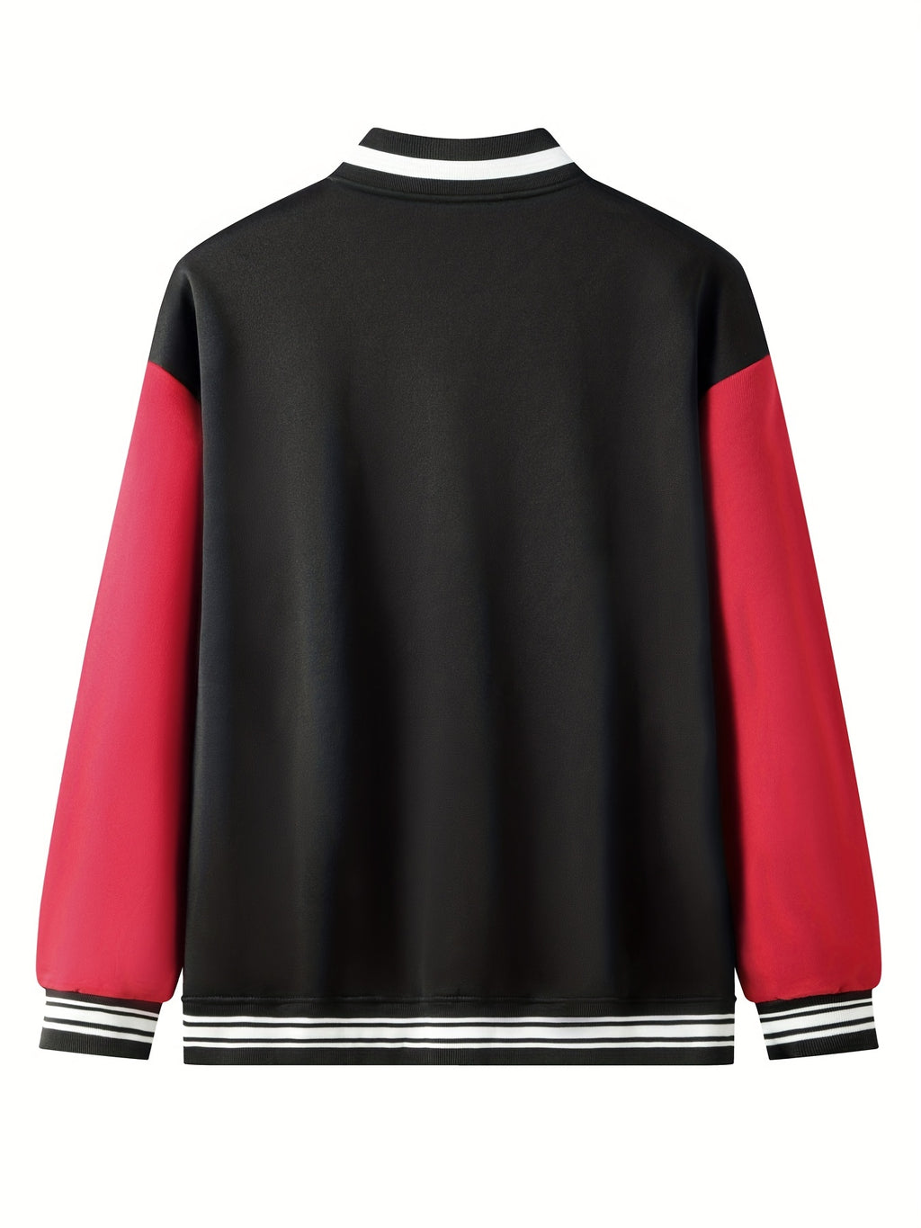 Warm Letter Print Star Pattern Embroidery Varsity Jacket, Men's Casual Color Block Button Up Jacket For Spring Fall School Baseball - The Superior Findings Depot