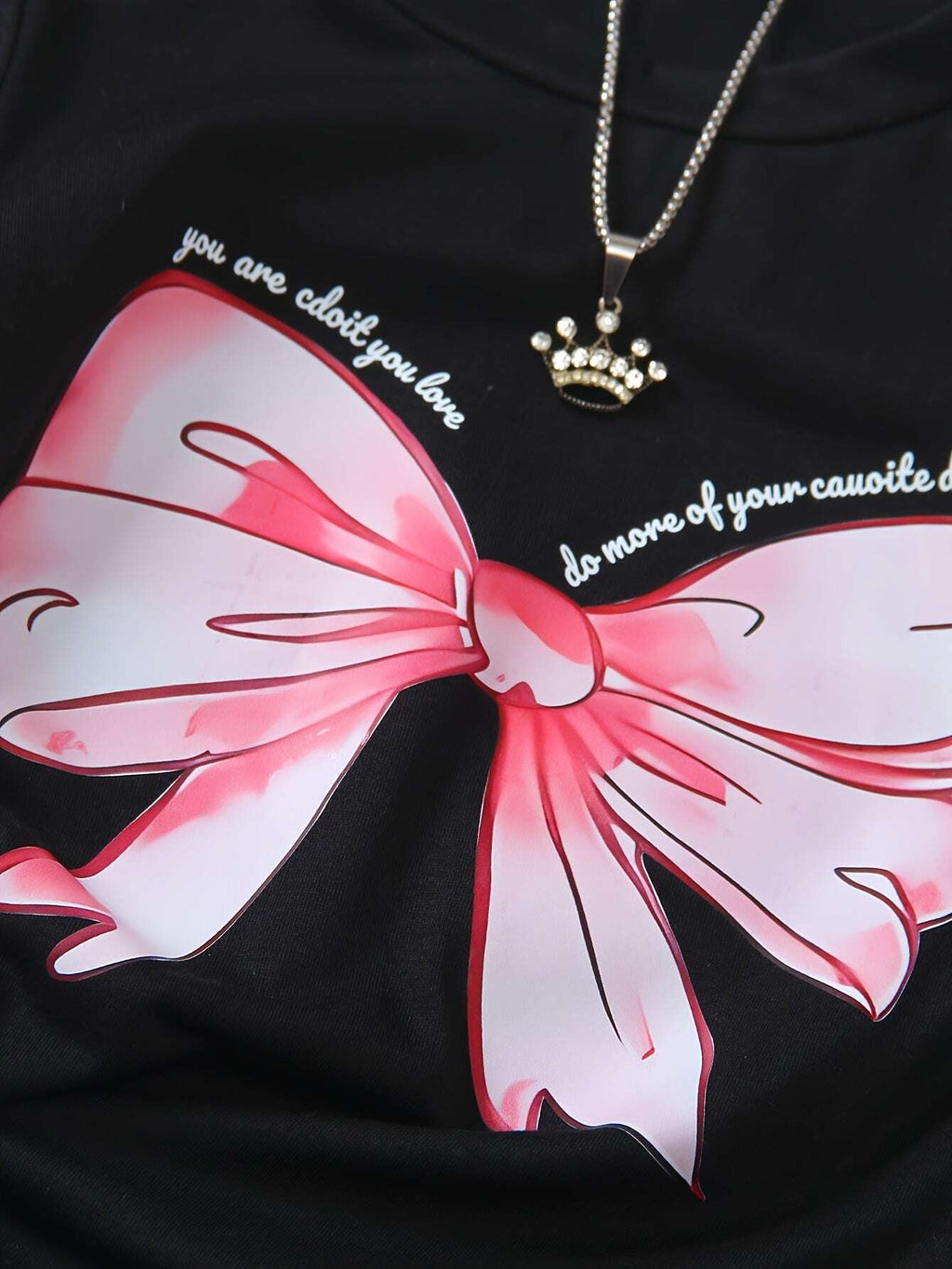 Girls T-Shirt with Sweet Bow Print - Casual Summer Top, Breathable Knit Fabric for Outdoor Shopping & School Activities, White with Blue Bow Design - The Superior Findings Depot