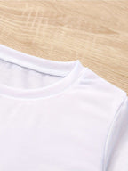 Girls T-Shirt with Sweet Bow Print - Casual Summer Top, Breathable Knit Fabric for Outdoor Shopping & School Activities, White with Blue Bow Design - The Superior Findings Depot