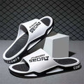 Men's Sporty Flip-Flops EVA, Non-Slip Comfortable Round Toe Design, Durable All-Season Footwear for Indoor/Outdoor Use, Beach, Hiking & Daily Wear, White with Black Accents, Beach Footwear, Sporty Flipflops, EVA Sandals - The Superior Findings Depot