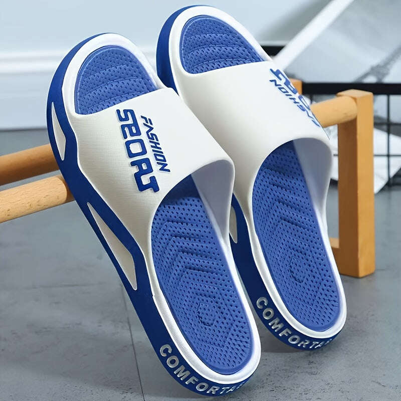 Men's Sporty Flip-Flops EVA, Non-Slip Comfortable Round Toe Design, Durable All-Season Footwear for Indoor/Outdoor Use, Beach, Hiking & Daily Wear, White with Black Accents, Beach Footwear, Sporty Flipflops, EVA Sandals - The Superior Findings Depot