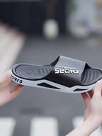 Men's Sporty Flip-Flops EVA, Non-Slip Comfortable Round Toe Design, Durable All-Season Footwear for Indoor/Outdoor Use, Beach, Hiking & Daily Wear, White with Black Accents, Beach Footwear, Sporty Flipflops, EVA Sandals - The Superior Findings Depot