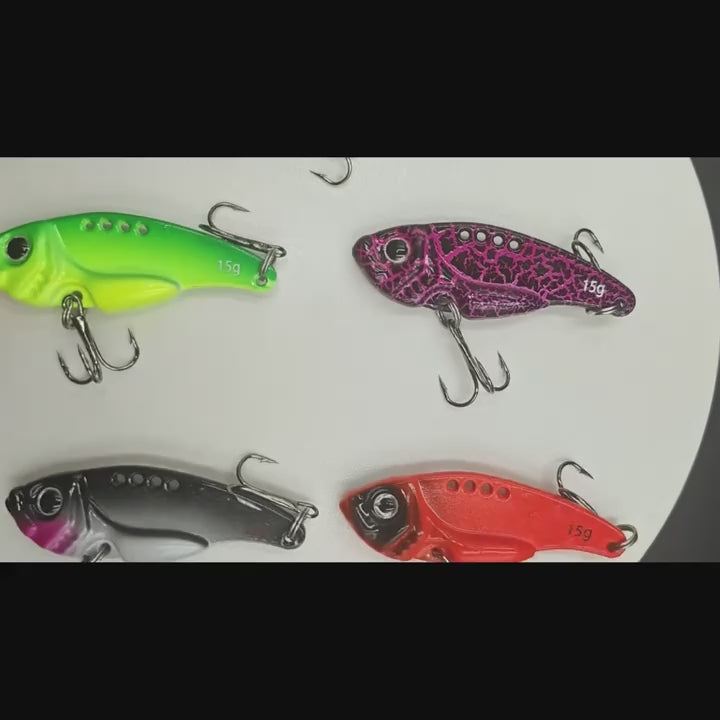 X-FIN Metal VIB Fishing Lure - 7g/0.25oz, 10g/0.35oz, 15g/0.53oz Jig Vibrate Hard Bait with Spinner, Saltwater & Freshwater Compatible, Zinc Alloy, Ideal for Bass, Pike, and Perch, Fishing Tackle|Vibrating Lure|Durable Fishin