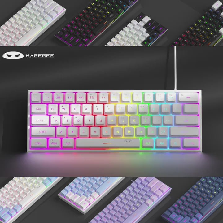MageGee Mini 60% Gaming/Office Keyboard, Keycap Type Wired RGB Backlit Compact Computer Keyboard for Windows/Mac/Laptop, Laptop Accessory, Modern Keyboard, Sturdy Construction, Adjustable Lighting, Students
