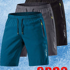 [Soft Comfortable] 3pcs Men's Ice Silky Fiber Fabric Sport Shorts - Soft Comfortable Quick-Dry Athletic Shorts with Lightning Print, Regular Fit Casual & Gym Shorts for Gym, Travel, Trendy Design, Breathable Material, Summer - The Superior Findings Depot